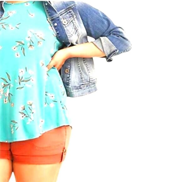 Torrid Teal Floral Jersey Tank. - Picture 6 of 13